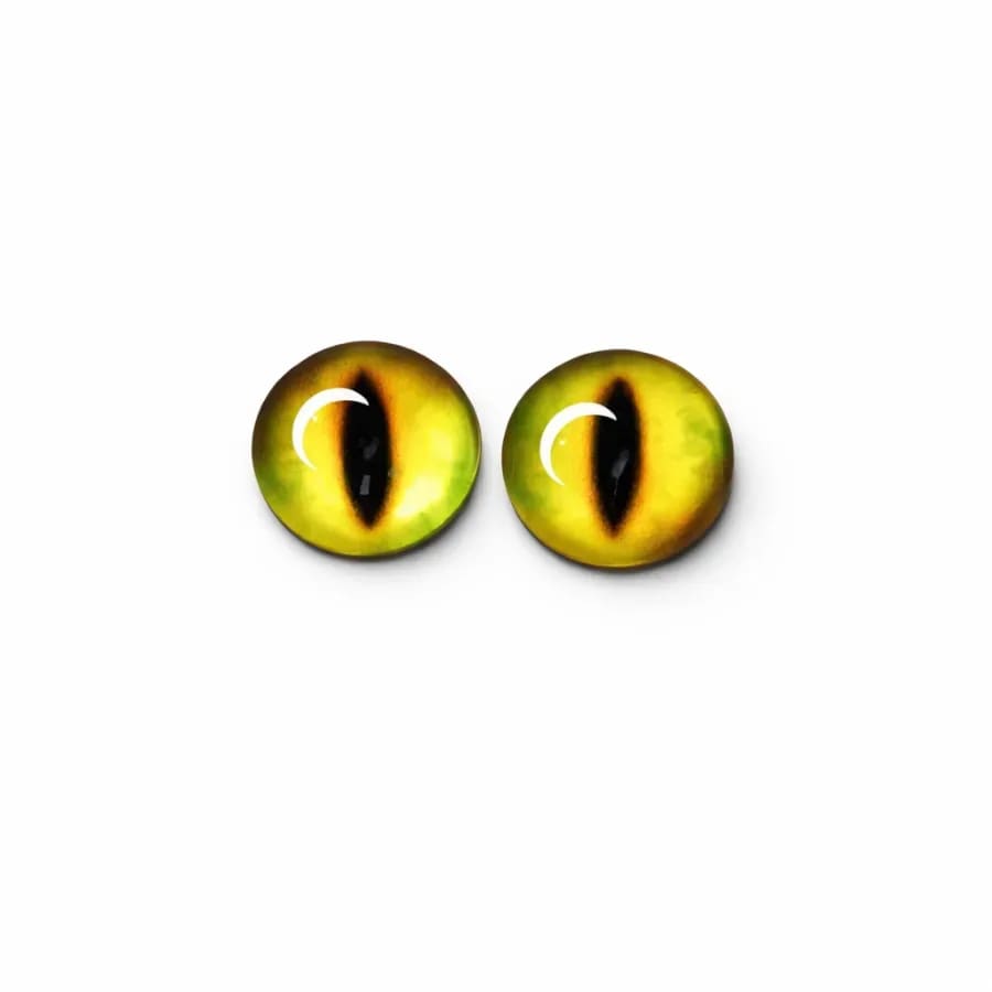 Стеклянные глазки для игрушек 14мм (25 пар) желто-салатовые СК-75/50