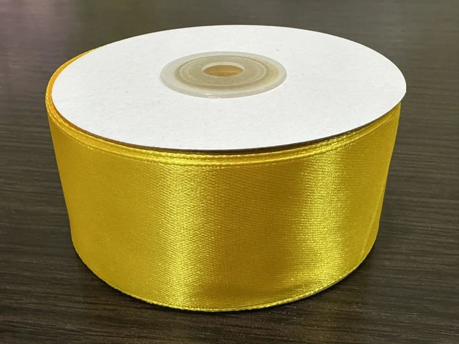 Стрічка атлас жовта 5 см (91м)