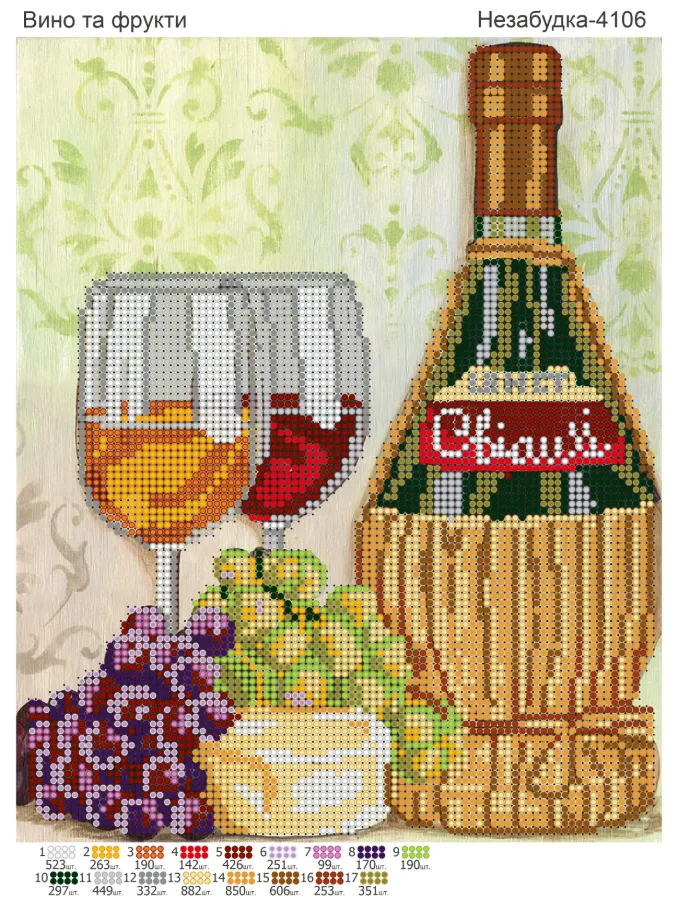 Схема для вышивки бисером: Вино и фрукты, арт. Н-4106